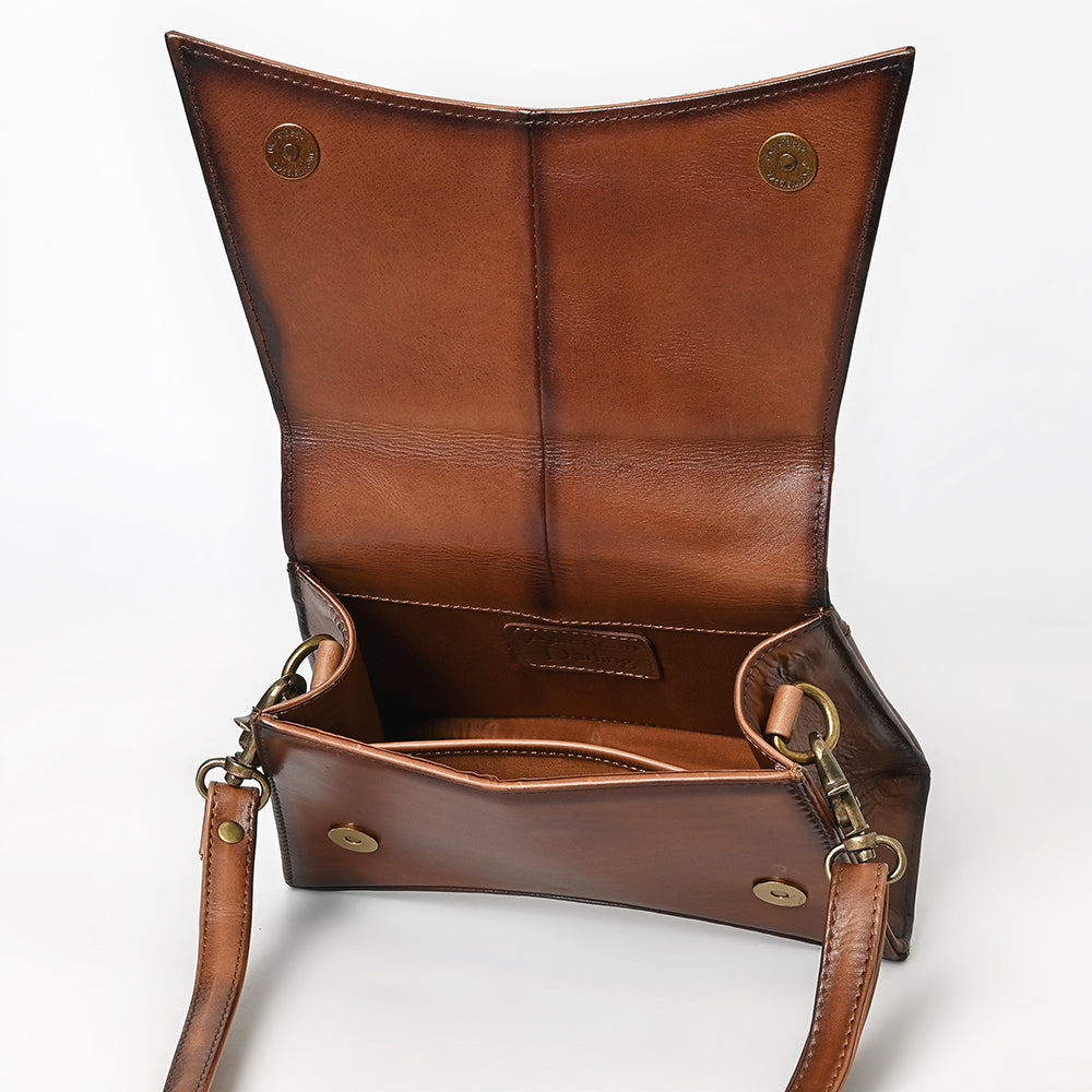 American Darling Western Cross Body Genuine Leather Handbag Purse Wallet Bag For Women Girls Brown