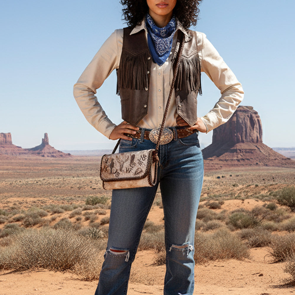 American Darling Crossbody Hair On Genuine Leather Western Women Bag Handbag Purse | for Cute