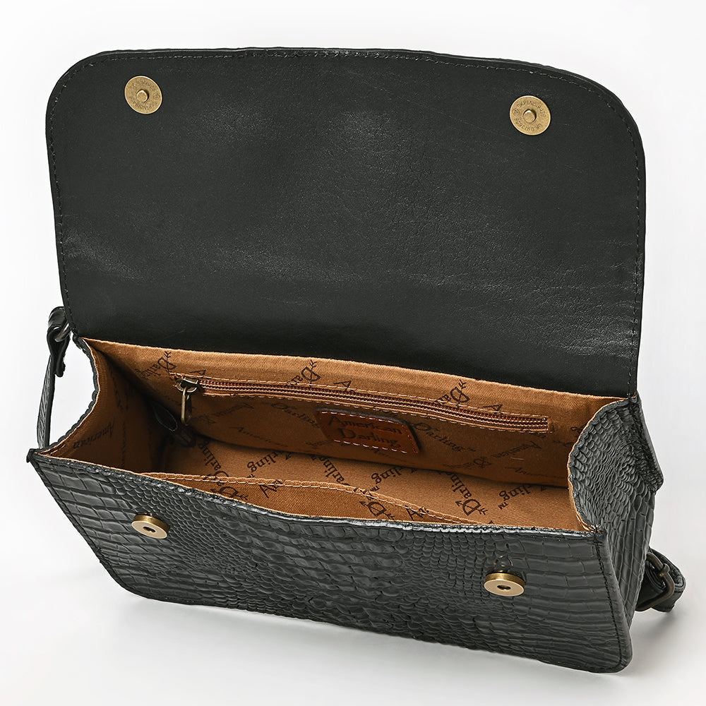 American Darling Crossbody Crocodile embossed Genuine Leather