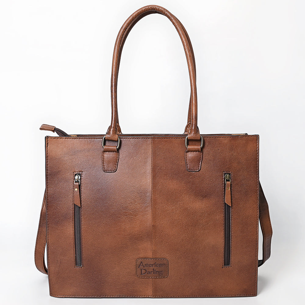 American Darling Tote Hand Tooled Printed Genuine Leather