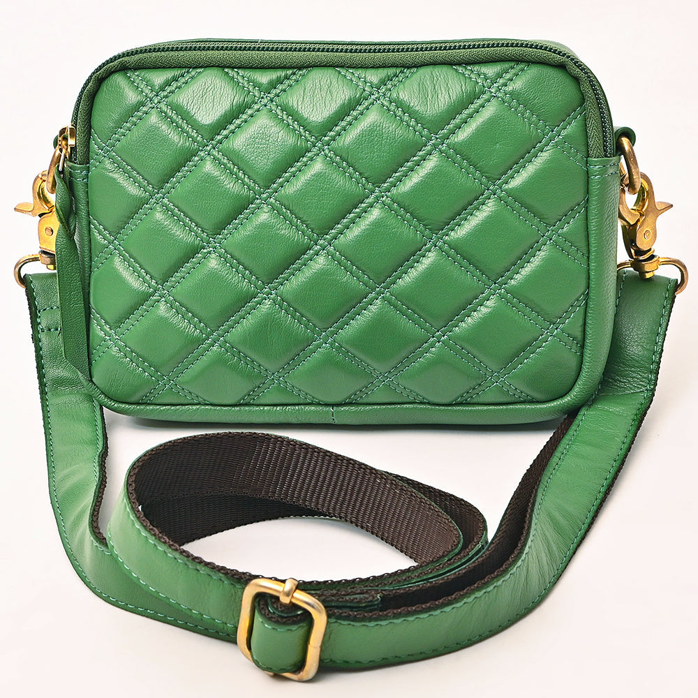 NEVER MIND Luxury Tan Quilted Leather Camera Bag Crossbody Adjustable Strap