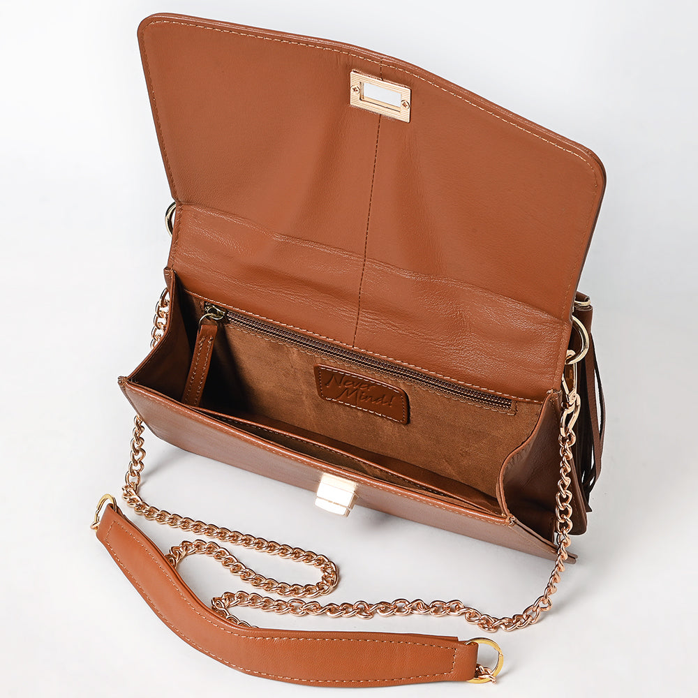 Never Mind Crossbody Fringes Genuine Leather