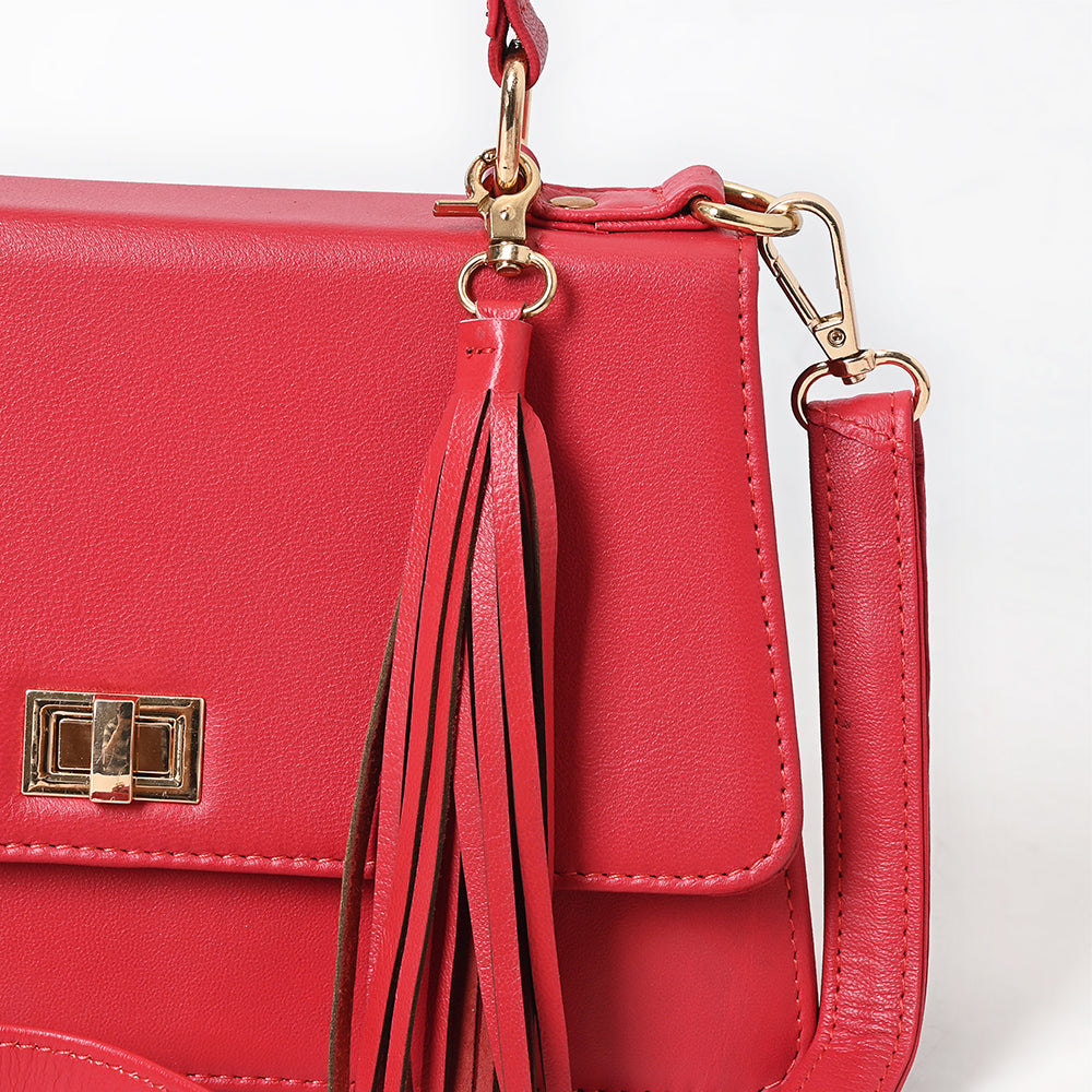 Never Mind Crossbody Fringes Genuine Leather