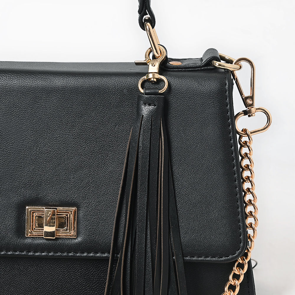 Never Mind Crossbody Fringes Genuine Leather