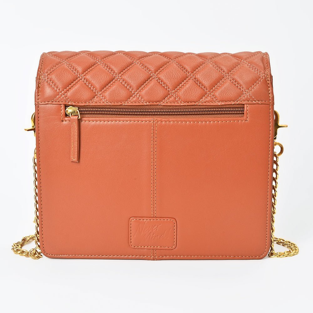 Genuine Leather Quilted Crossbody Bag For Women With Adjustable Chain Strap Everyday
