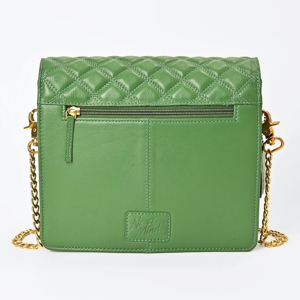 Genuine Leather Quilted Crossbody Bag For Women With Adjustable Chain Strap Everyday