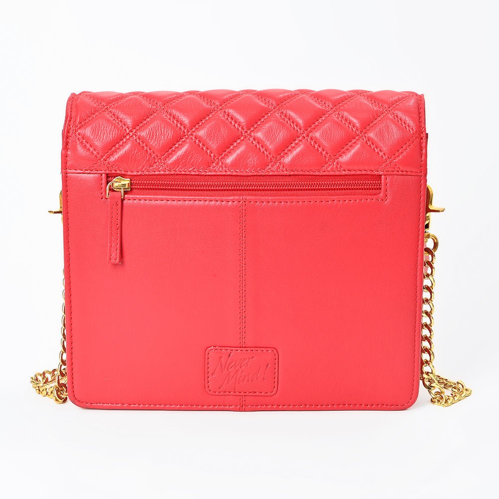 Genuine Leather Quilted Crossbody Bag For Women With Adjustable Chain Strap Everyday