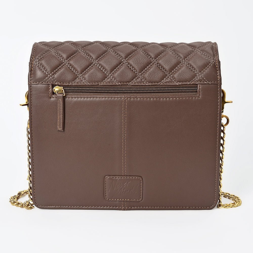 Genuine Leather Quilted Crossbody Bag For Women With Adjustable Chain Strap Everyday