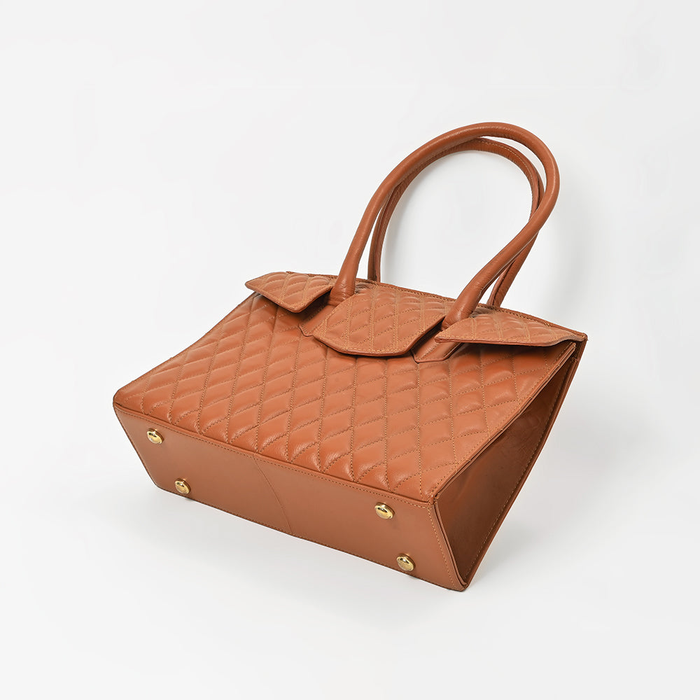 Never Mind Quilted Leather Tote Bag with Dual Handles