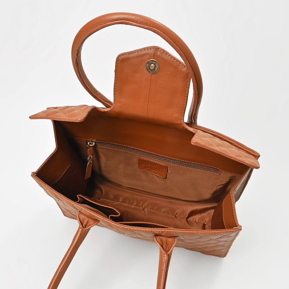 Never Mind Quilted Leather Tote Bag with Dual Handles