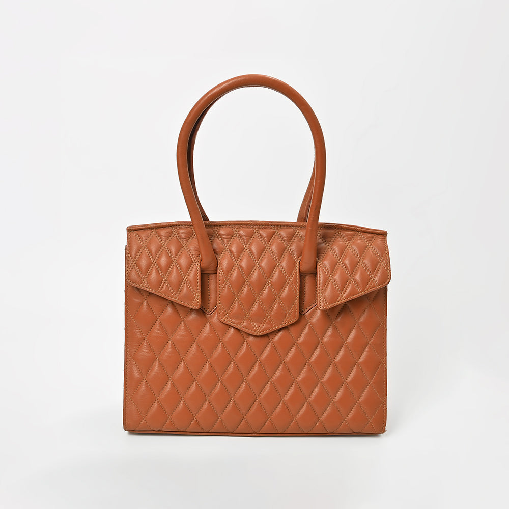 Never Mind Quilted Leather Tote Bag with Dual Handles