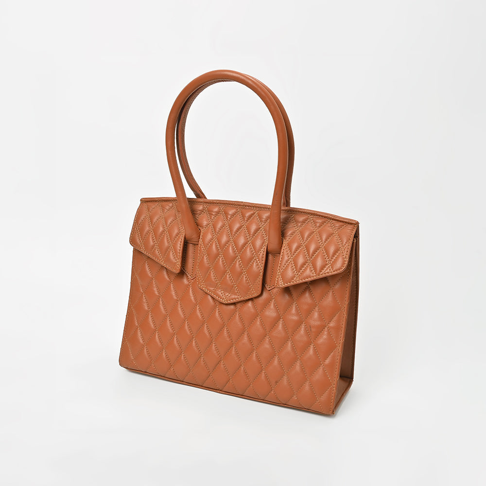 Never Mind Quilted Leather Tote Bag with Dual Handles