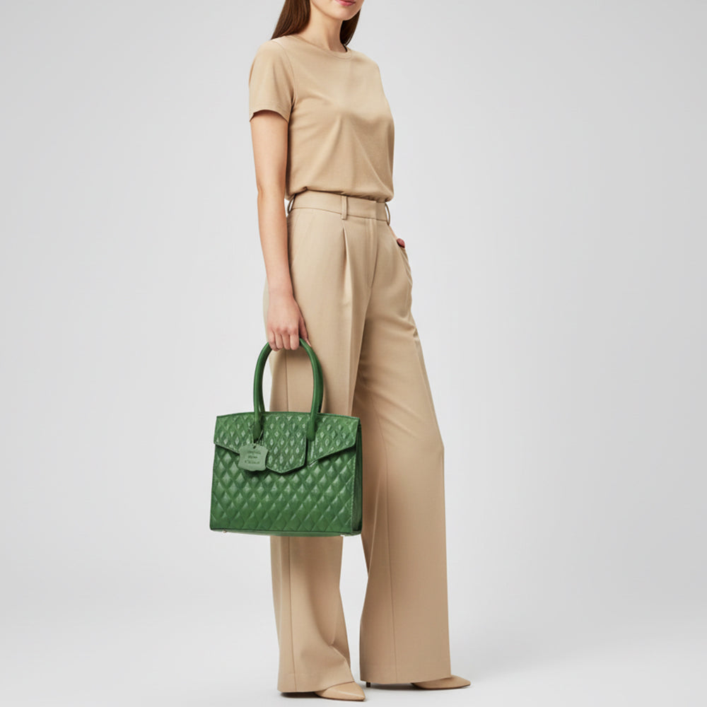 Never Mind Quilted Leather Tote Bag with Dual Handles