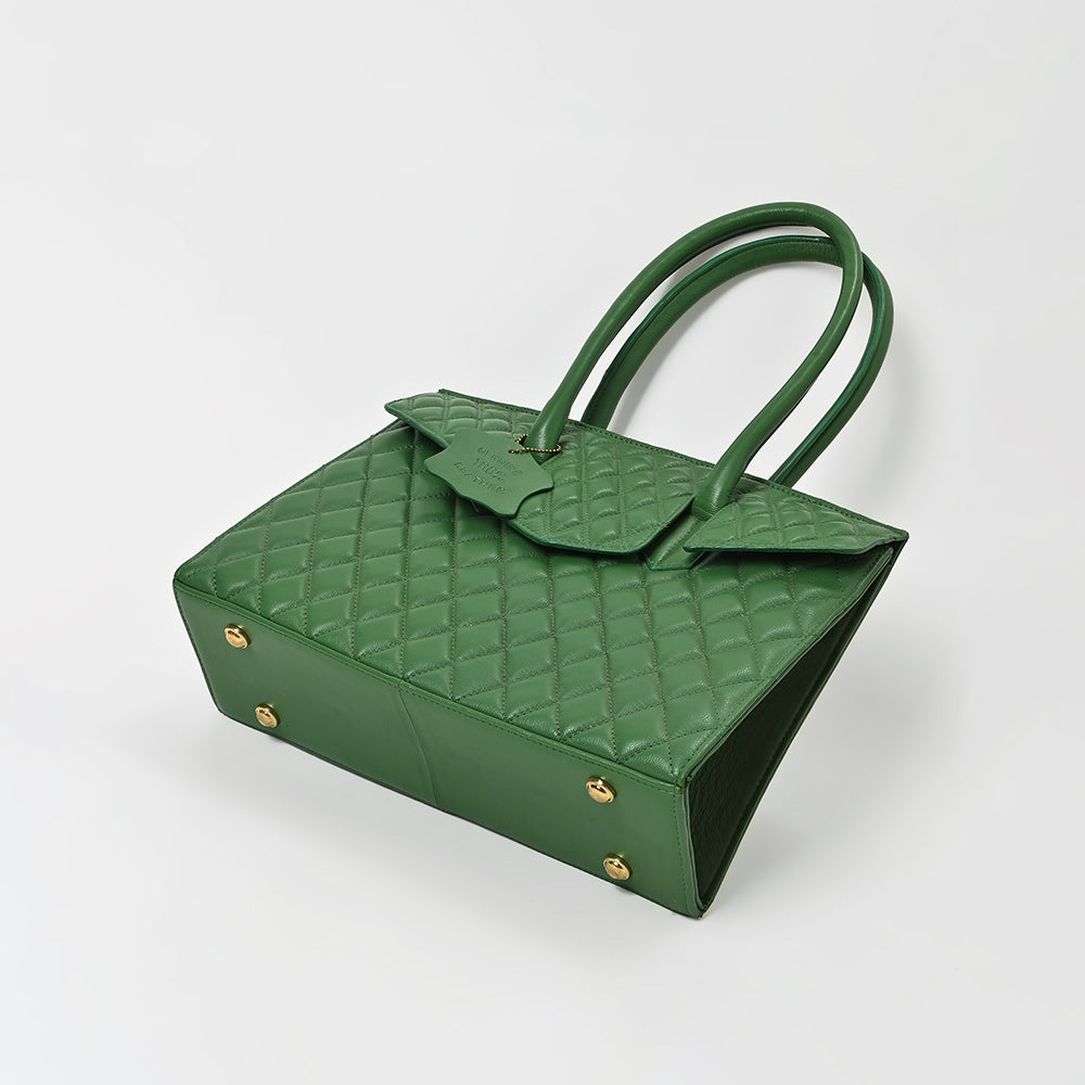 Never Mind Quilted Leather Tote Bag with Dual Handles