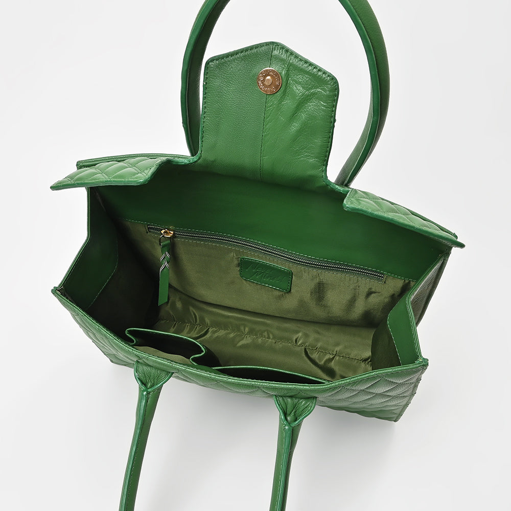Never Mind Quilted Leather Tote Bag with Dual Handles