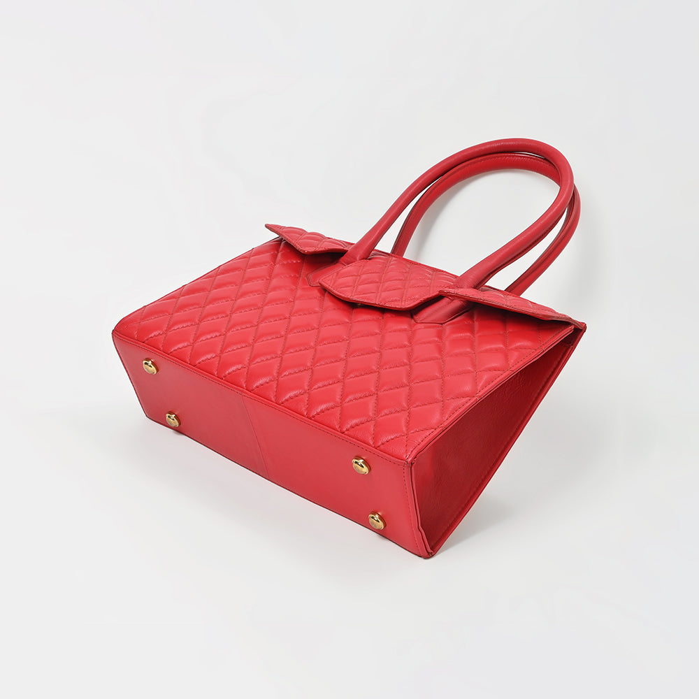 Never Mind Quilted Leather Tote Bag with Dual Handles