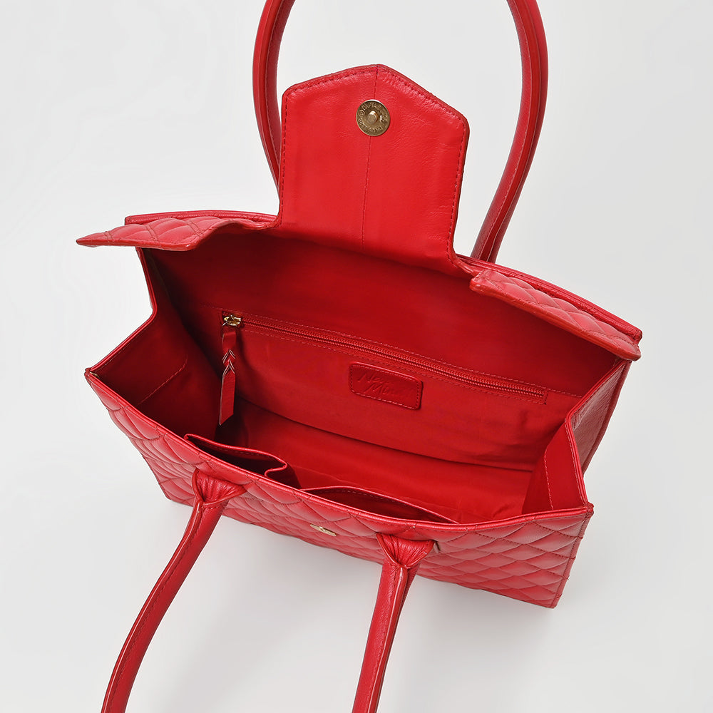 Never Mind Quilted Leather Tote Bag with Dual Handles