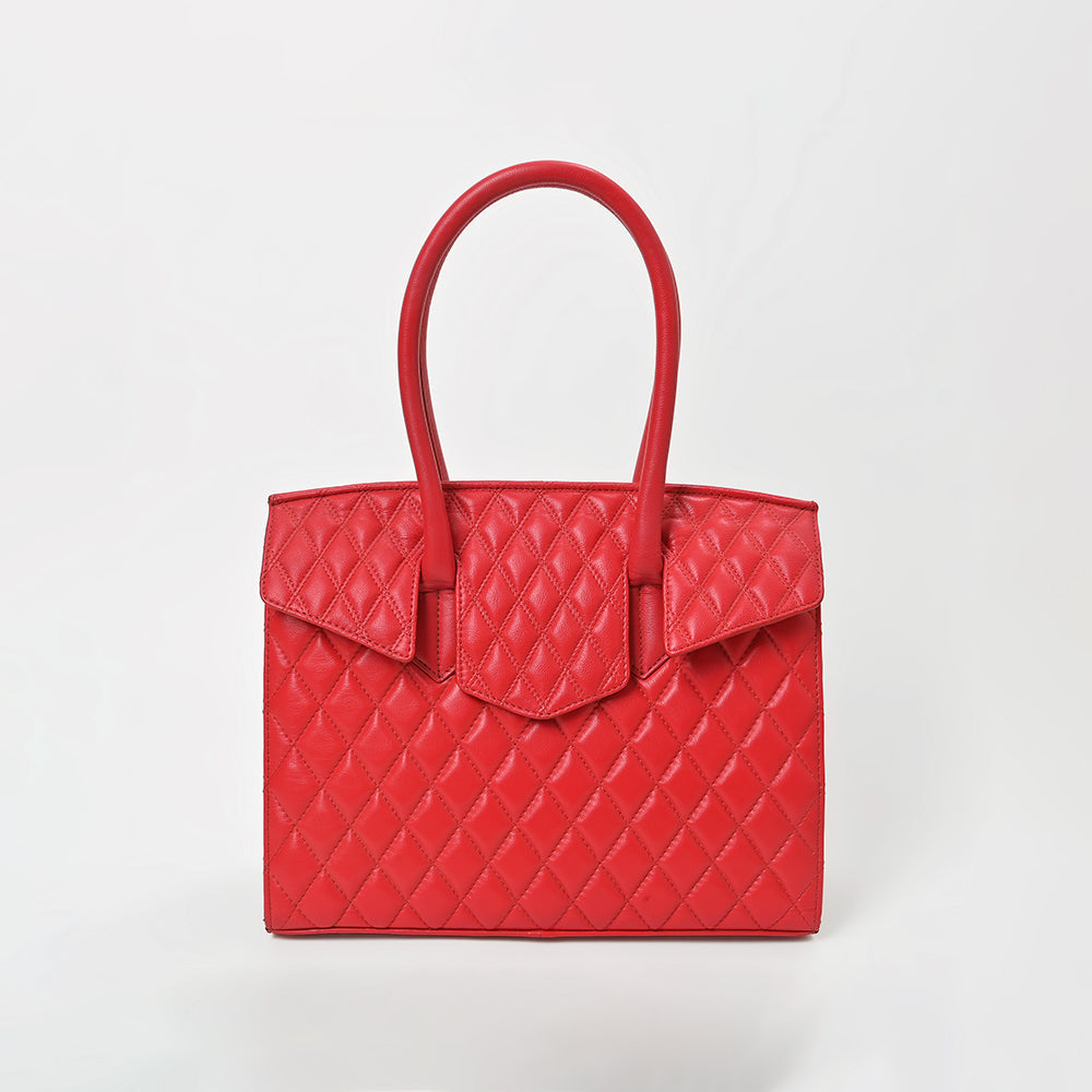 Never Mind Quilted Leather Tote Bag with Dual Handles