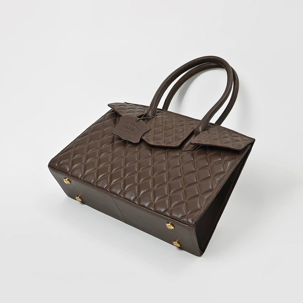 Never Mind Quilted Leather Tote Bag with Dual Handles