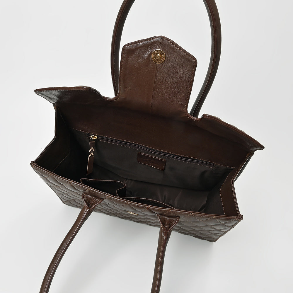Never Mind Quilted Leather Tote Bag with Dual Handles