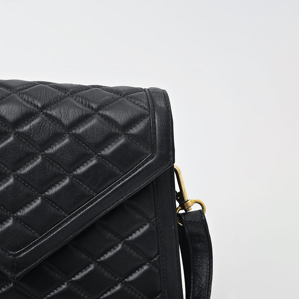 Never Mind Quilted Leather Crossbody Bag with Envelope Flap