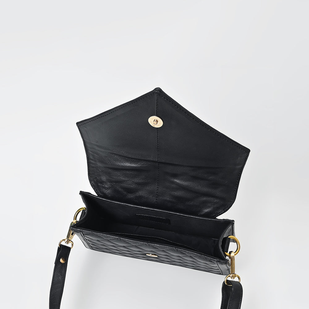 Never Mind Quilted Leather Crossbody Bag with Envelope Flap
