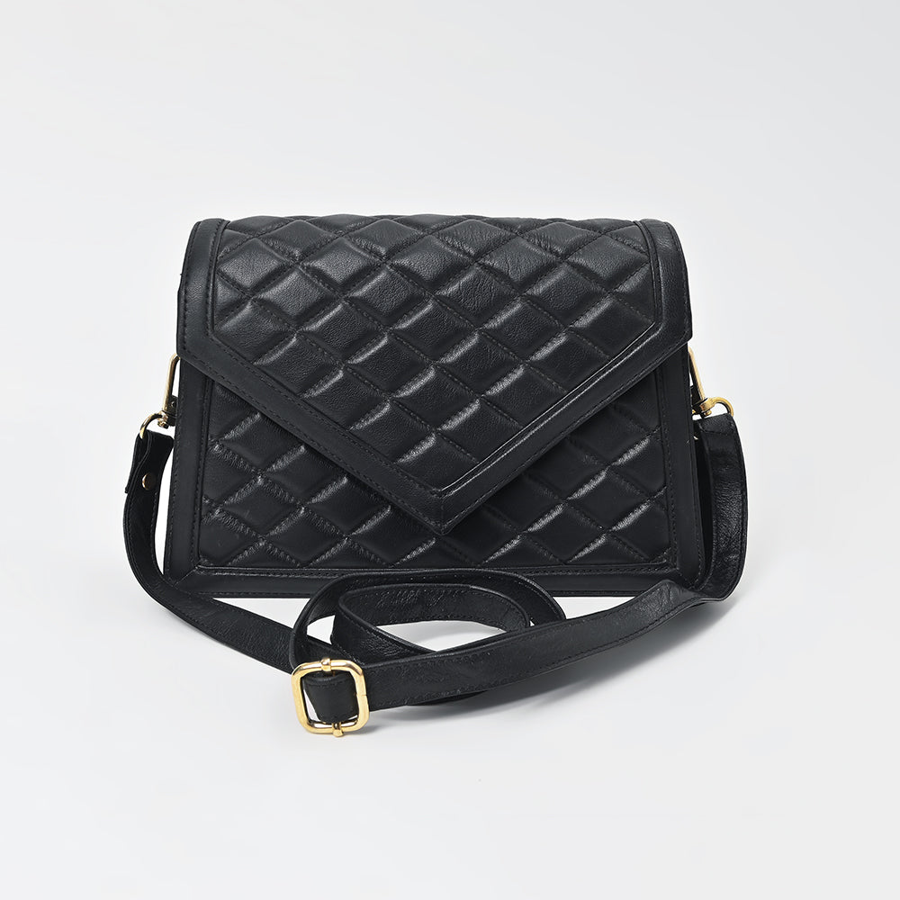 Never Mind Quilted Leather Crossbody Bag with Envelope Flap