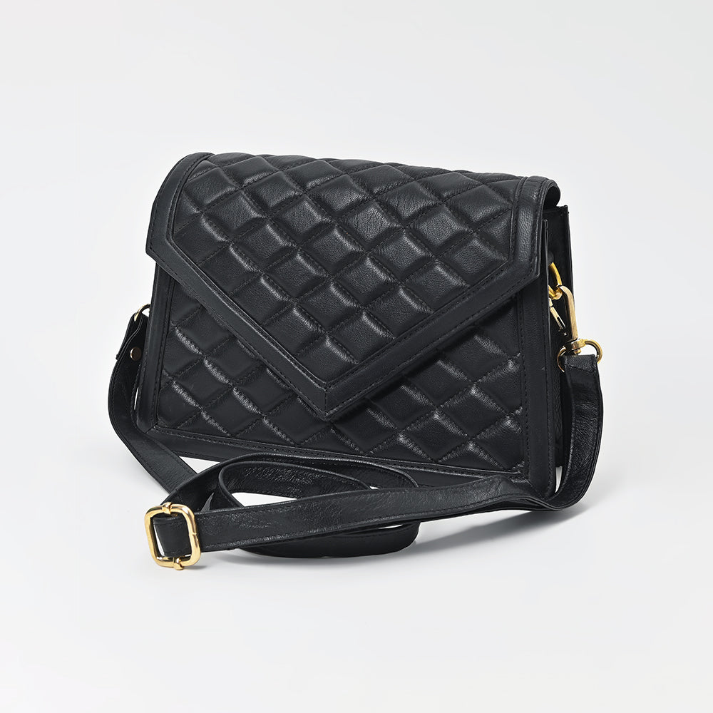 Never Mind Quilted Leather Crossbody Bag with Envelope Flap