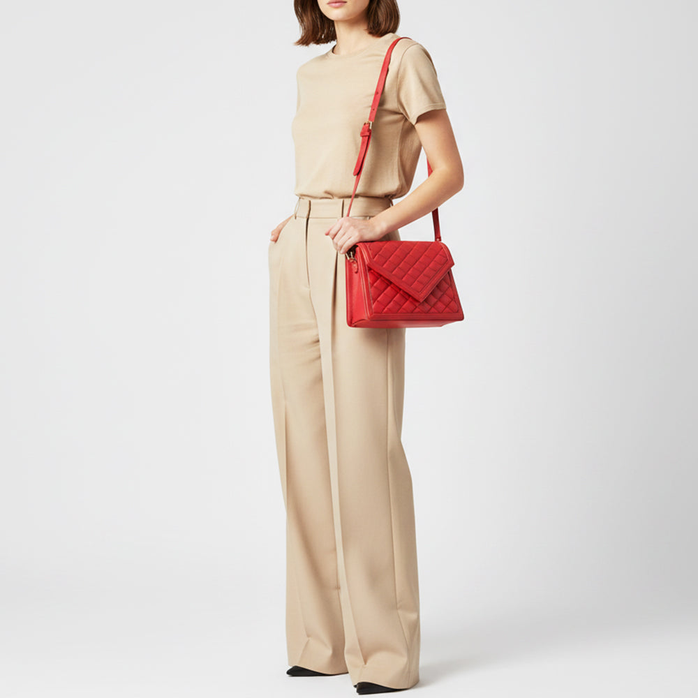 Never Mind Quilted Leather Crossbody Bag with Envelope Flap