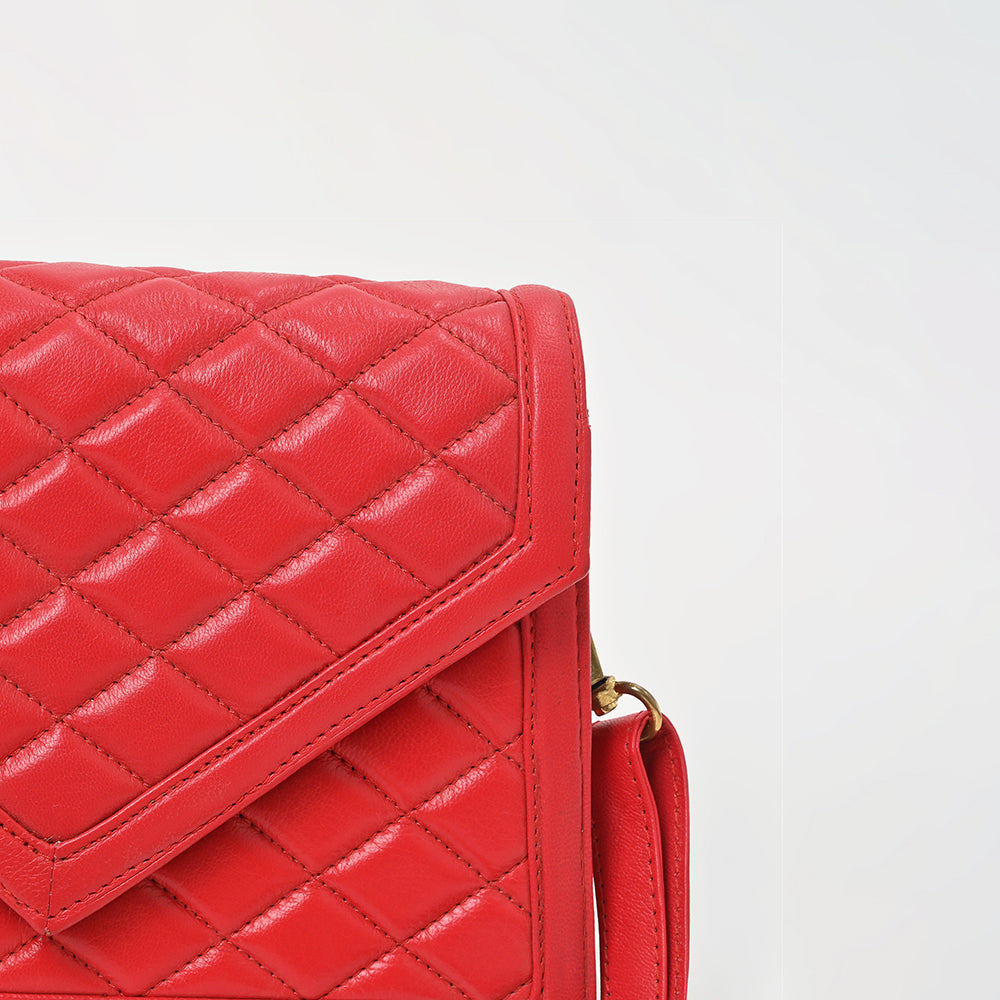 Never Mind Quilted Leather Crossbody Bag with Envelope Flap