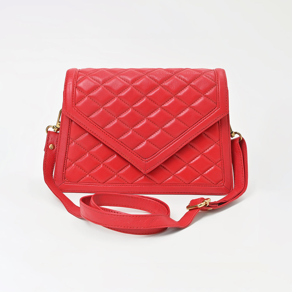Never Mind Quilted Leather Crossbody Bag with Envelope Flap