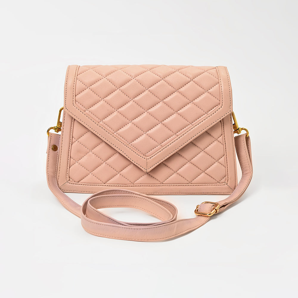 Never Mind Quilted Leather Crossbody Bag with Envelope Flap