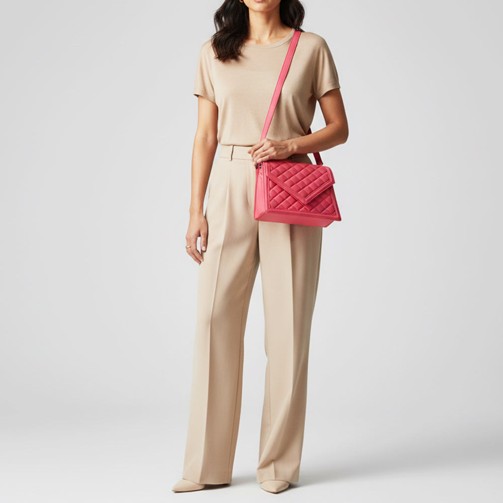 Never Mind Quilted Leather Crossbody Bag with Envelope Flap