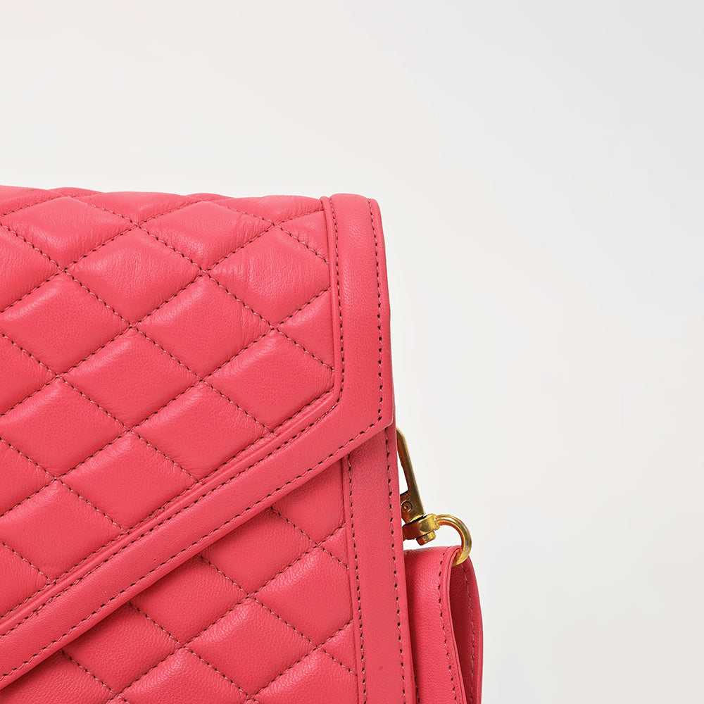 Never Mind Quilted Leather Crossbody Bag with Envelope Flap