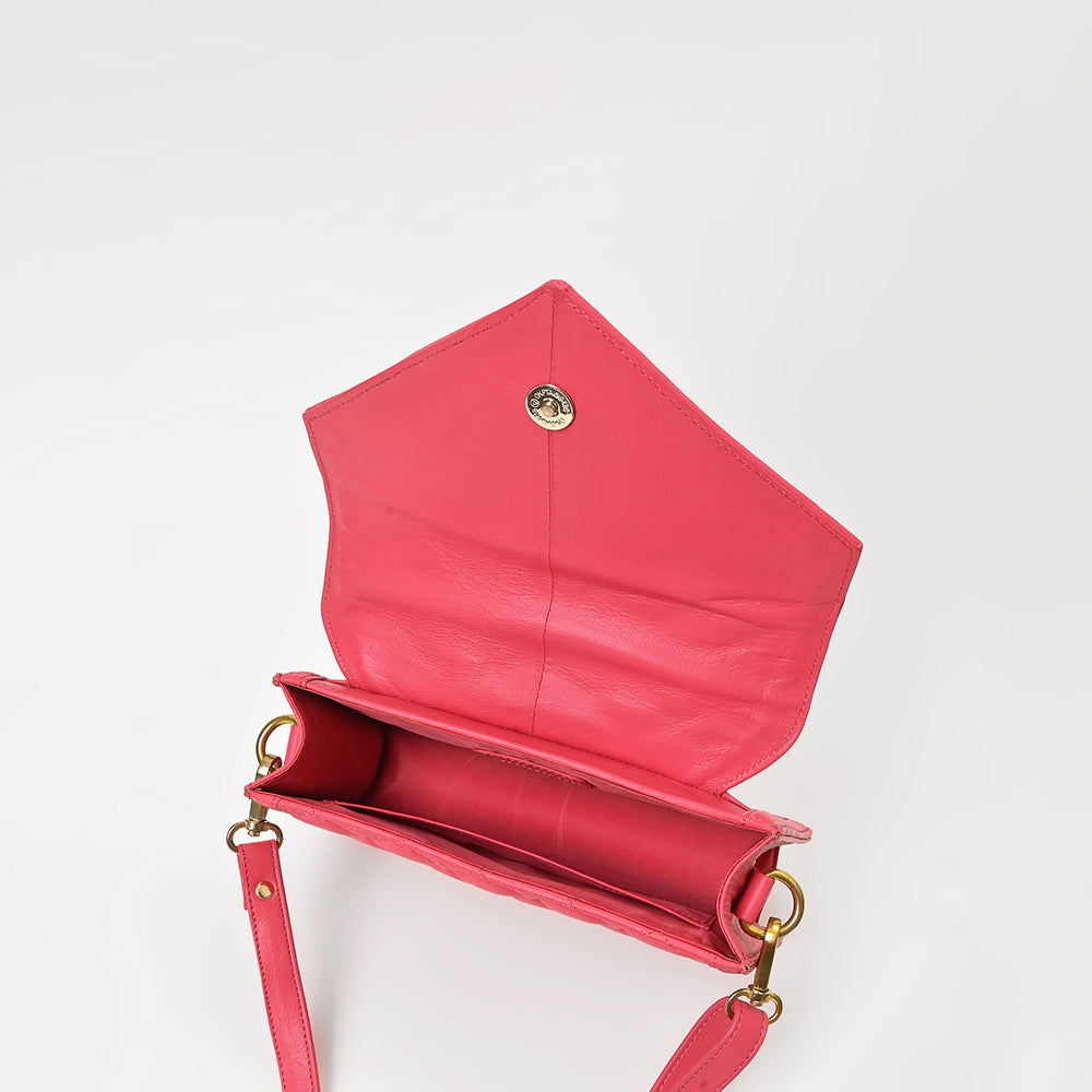Never Mind Quilted Leather Crossbody Bag with Envelope Flap