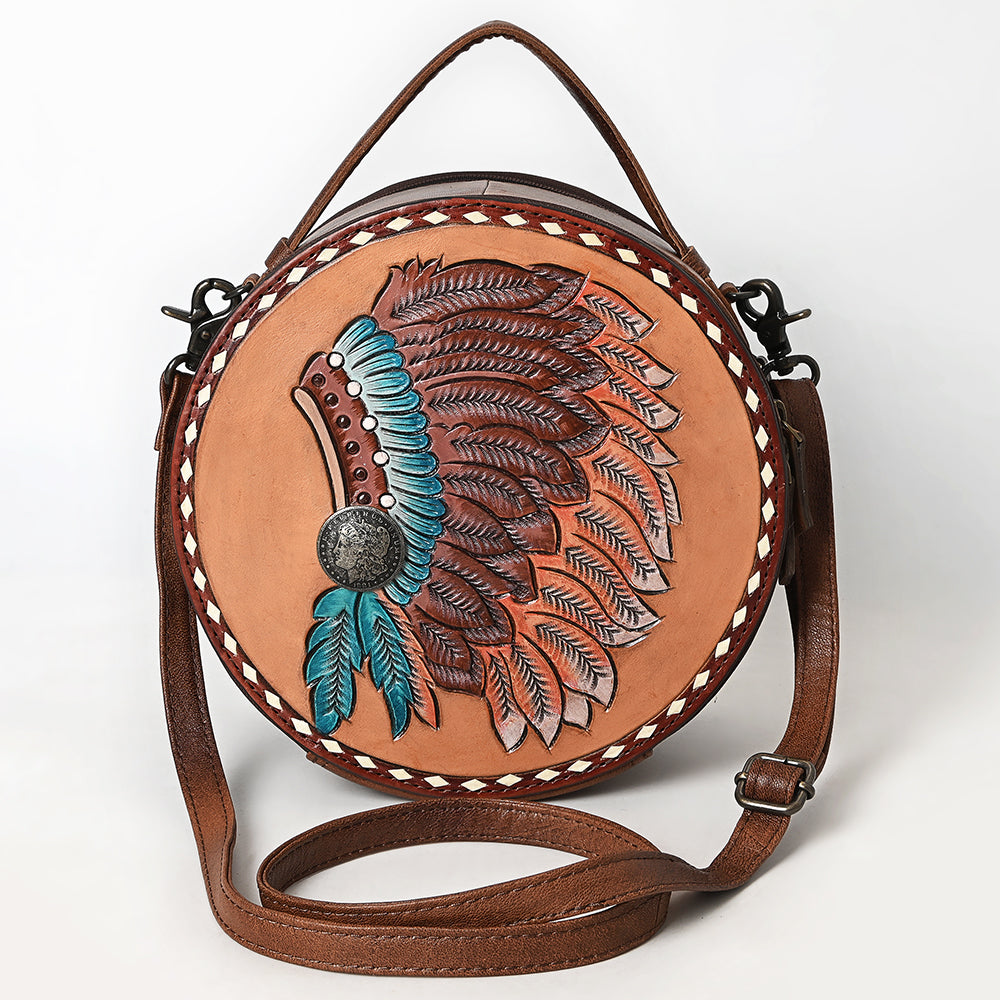 American Darling Canteen Hand Tooled Hair-On Genuine Leather