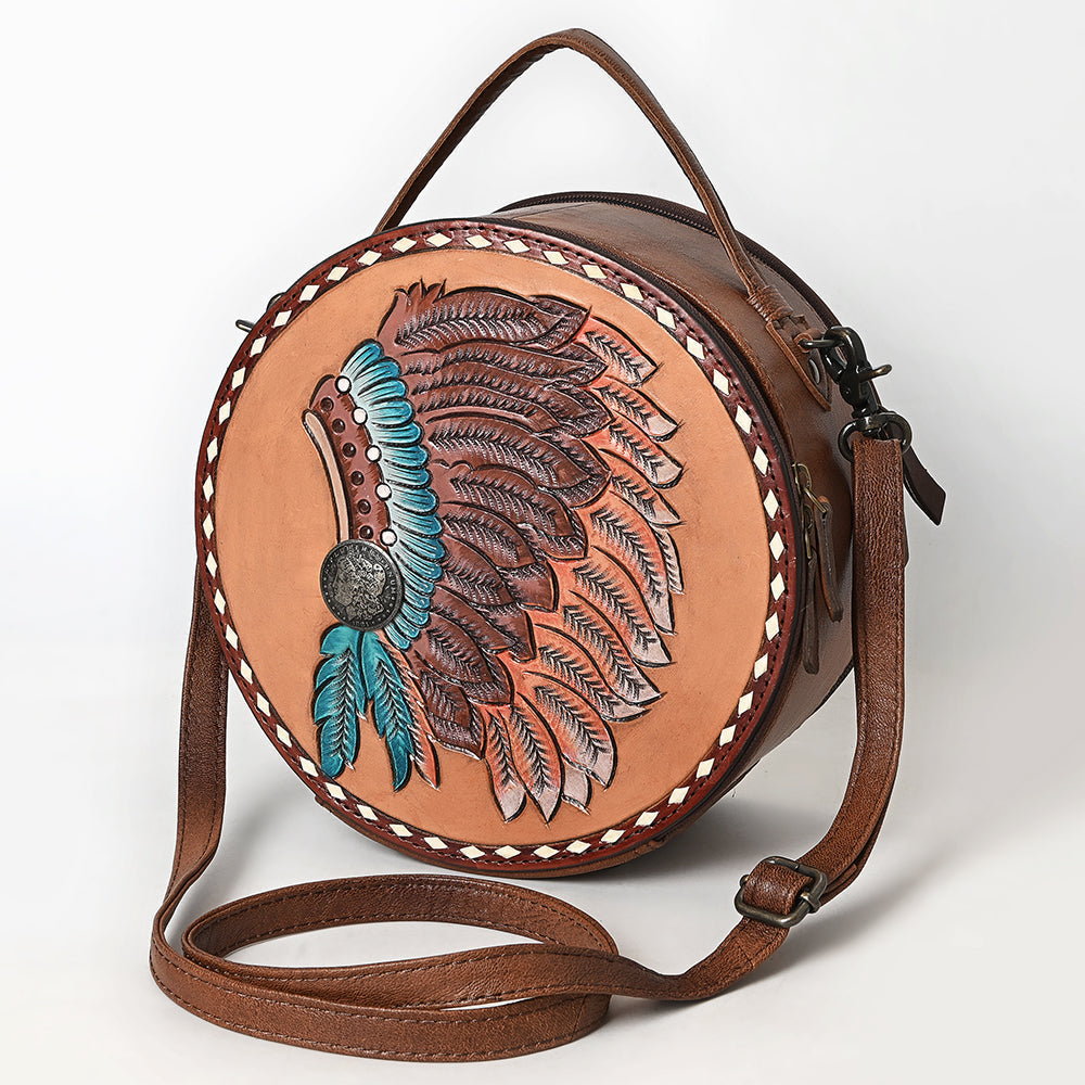 American Darling Canteen Hand Tooled Hair-On Genuine Leather