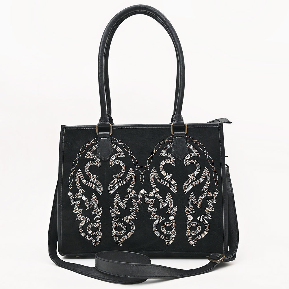 American Darling Tote Bag for Women, Boot Stitched Genuine Suede & Vegetable-Tanned Full Grain Leather Western Purse, YKK Zipper
