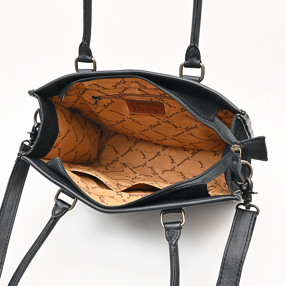 American Darling Tote Bag for Women, Boot Stitched Genuine Suede & Vegetable-Tanned Full Grain Leather Western Purse, YKK Zipper