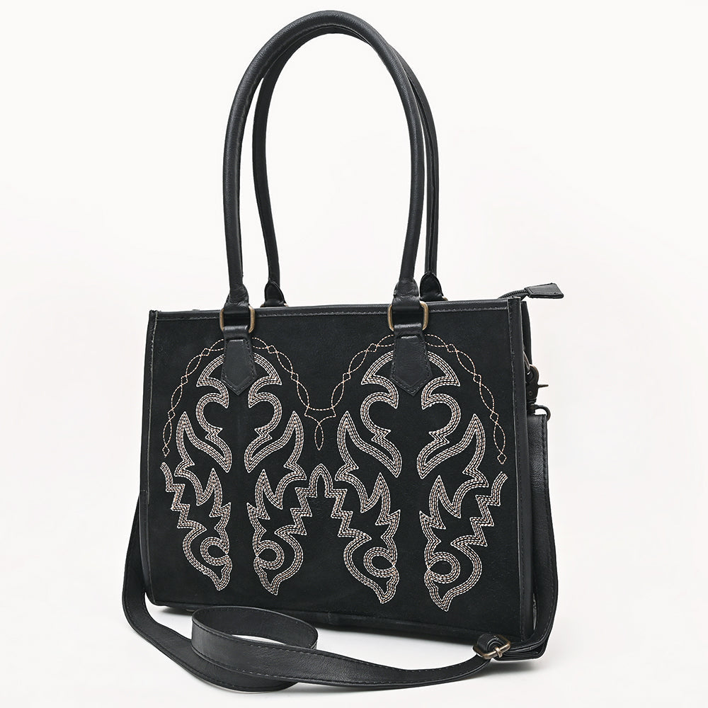 American Darling Tote Bag for Women, Boot Stitched Genuine Suede & Vegetable-Tanned Full Grain Leather Western Purse, YKK Zipper