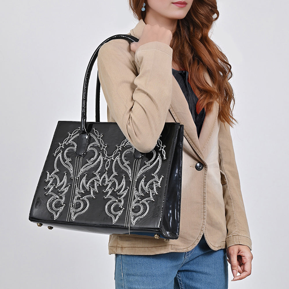 American Darling Genuine Leather Tote Bag Handcrafted Embroidery Eco-Friendly Vegetable Tanned Full Grain Leather