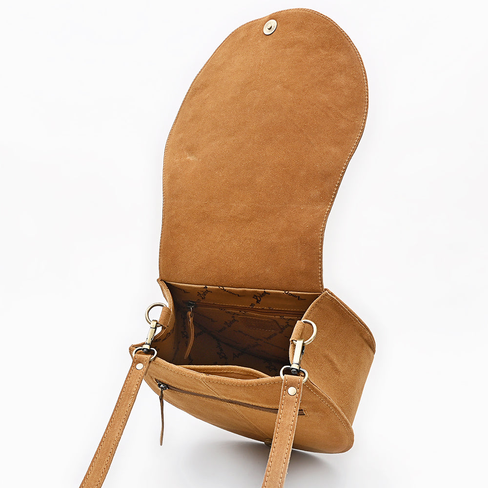 American Darling Cross body Bag Western Suede Leather Purse with Boot Stitched Design Concho and YKK Zipper for Women