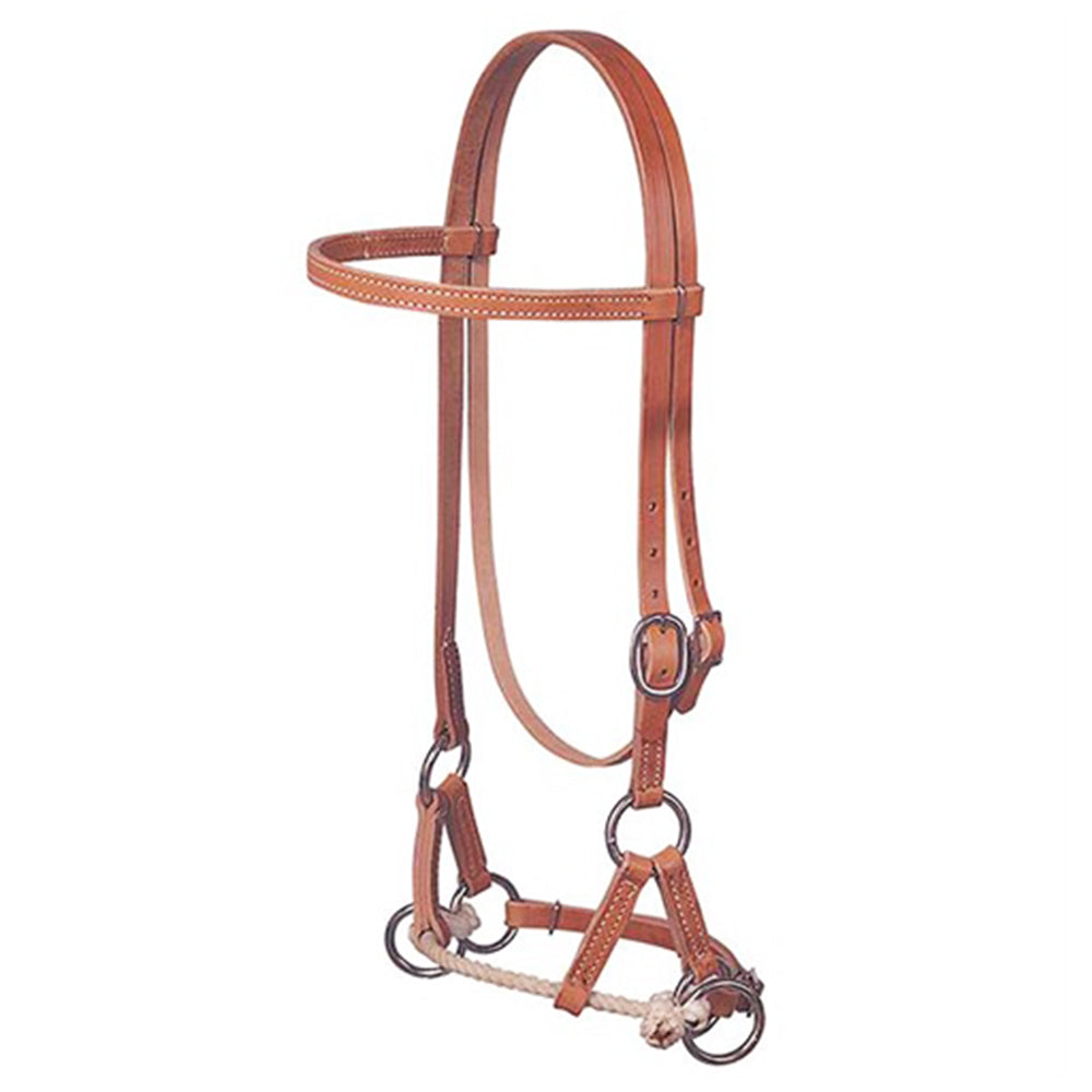 WEAVER LEATHER Horse Side Pull Single Rope Genuine Headstall Harness Tan