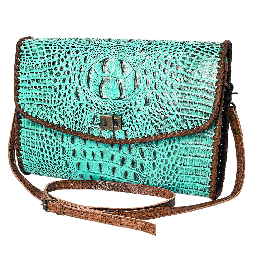 American Darling Crocodile-Embossed Leather Coin Purse
