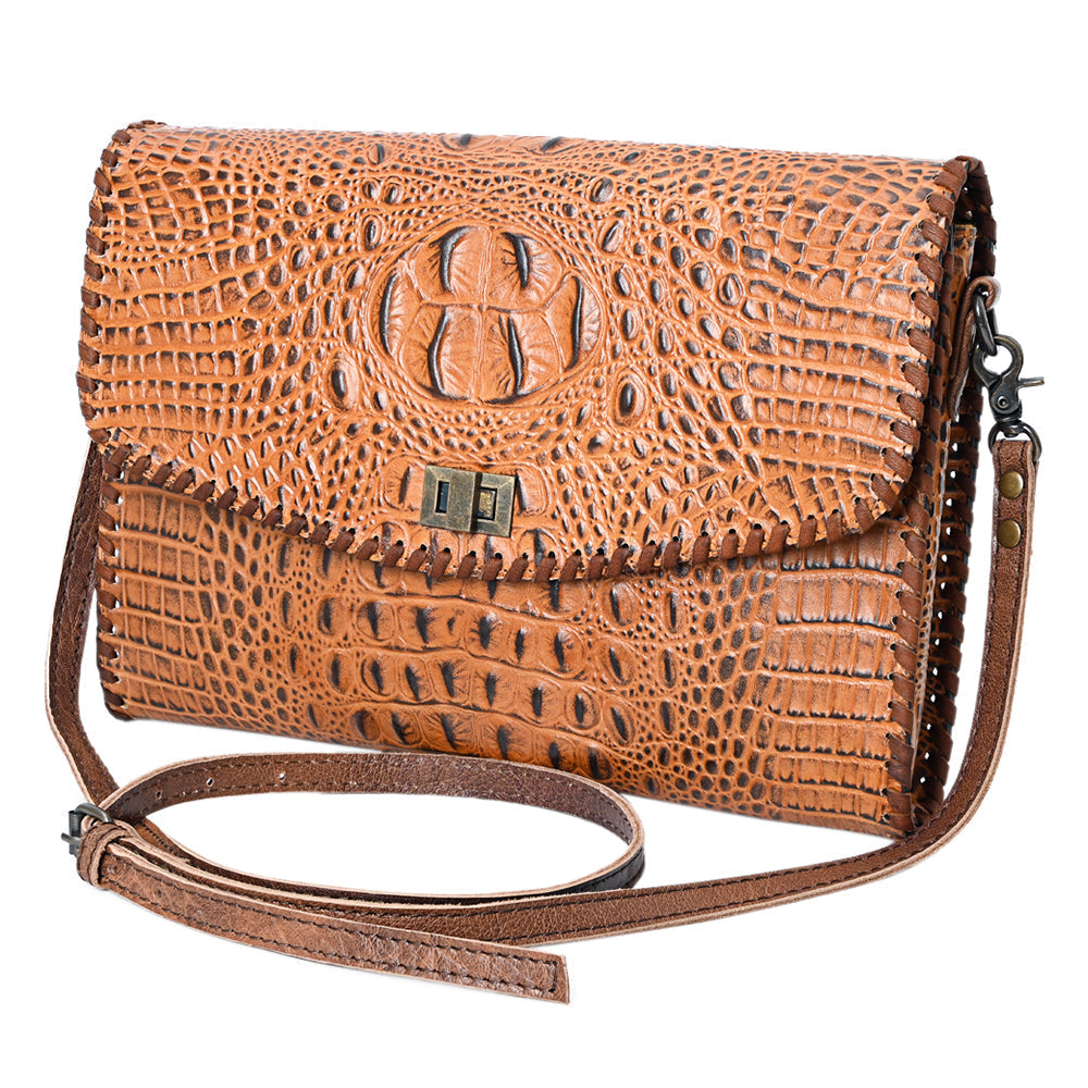 American Darling Crocodile-Embossed Leather Coin Purse