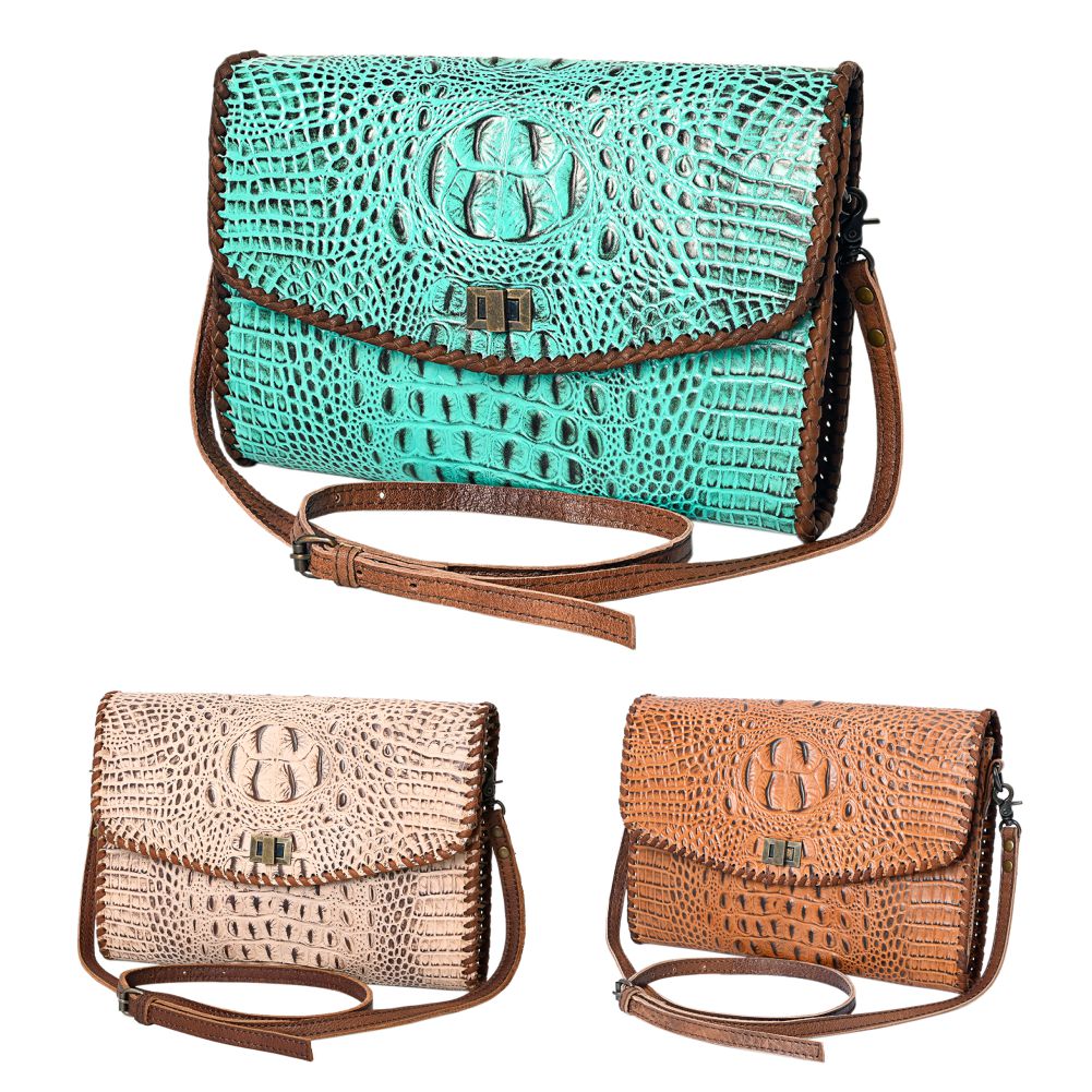 American Darling Crocodile-Embossed Leather Coin Purse
