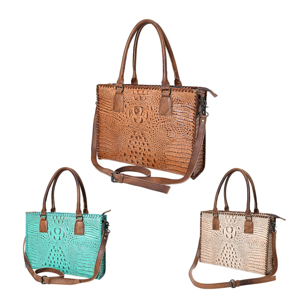 American Darling Briefcase Crocodile embossed Genuine Leather