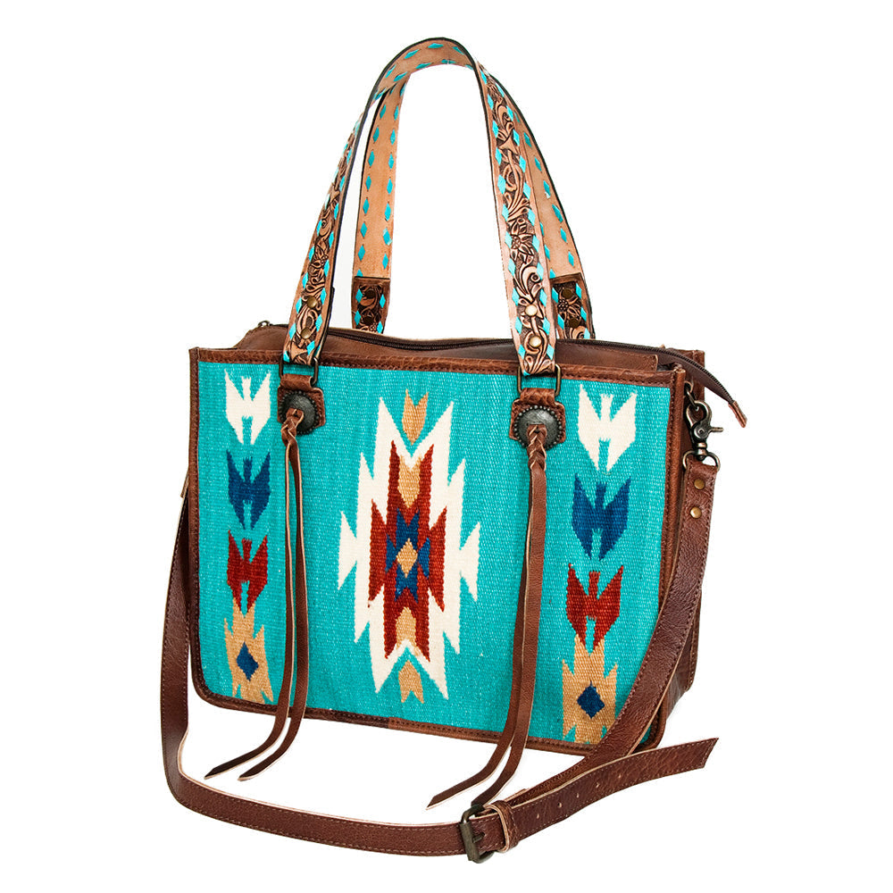 American Darling Saddle Blanket Genuine Leather Tote