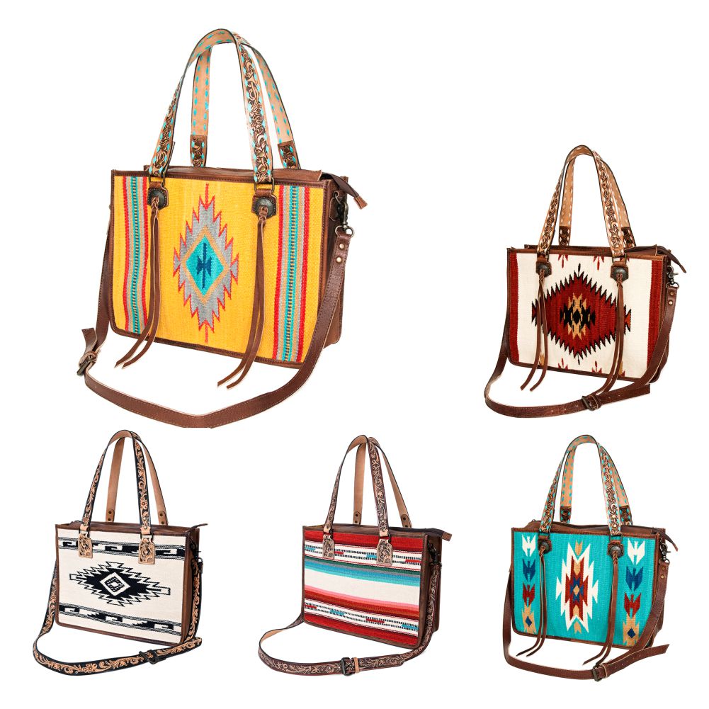 American Darling Saddle Blanket Genuine Leather Tote