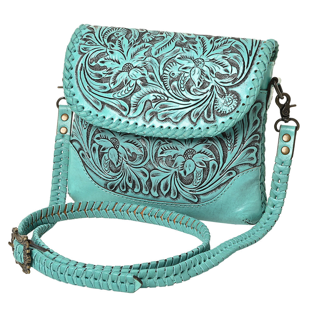 American Darling Western Leather Crossbody Bag – Handcrafted with Hand-Tooled Floral Carving, Genuine Leather, Durable and Stylish